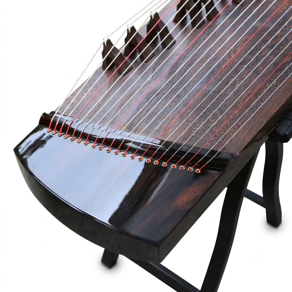 LANDTOM 130cm/51.2in "Moonlit Resonance" Portable Guzheng, Professional Thick-Carved Mini Guzheng 厚挖筝, Grade A Lankao Paulownia Soundboard, Ebony Trim Small Guzheng
