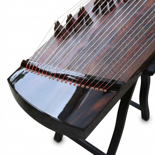 LANDTOM 130cm/51.2in "Moonlit Resonance" Portable Guzheng, Professional Thick-Carved Mini Guzheng 厚挖筝, Grade A Lankao Paulownia Soundboard, Ebony Trim Small Guzheng