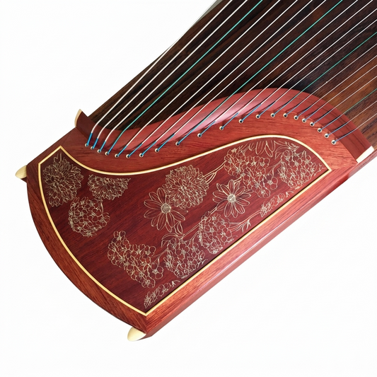 Dunhuang Guzheng 694T-R Rive Gauche Bloom 敦煌牌左岸花开 Redwood Professional Performance Grade 21-String Chinese Zither Traditional Instrument for Advanced Players