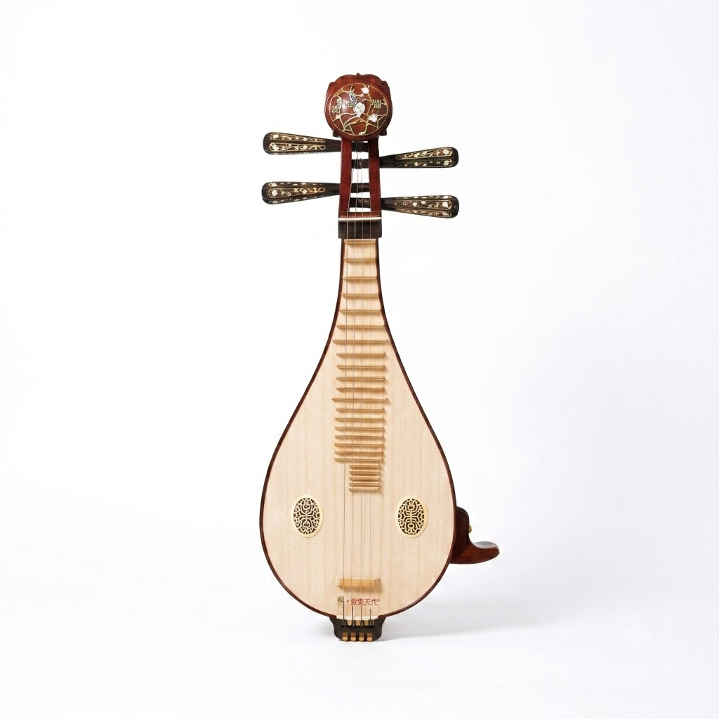 Dunhuang敦煌 LM24651Y "Wen Xi Sheng Sheng · Shi Ru Yi" Professional Liuqin Official Palace Museum Collaboration, Paulownia Soundboard, Selected Dalbergia Rosewood Body, Aged Rosewood Tuning Pegs with Fine Tuning Tailpiece, 4-String Chinese Mandolin