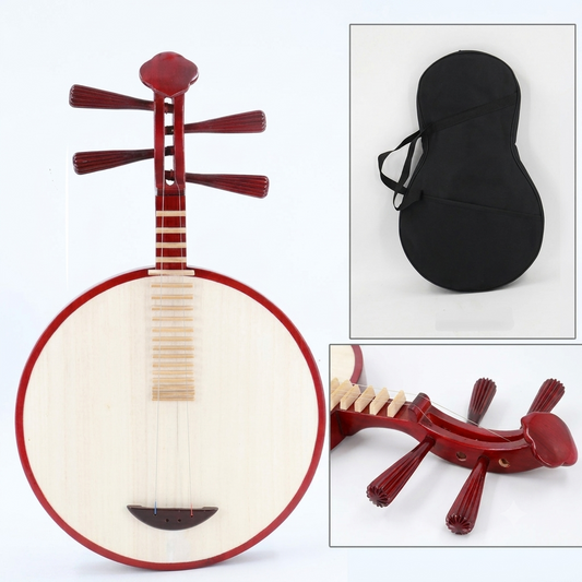 LANDTOM Beginner Rosewood Folk Yueqin with Paulownia Soundboard, Rounded Body Design, Traditional Chinese Moon Guitar for Entry-Level Players & Folk Music Performance