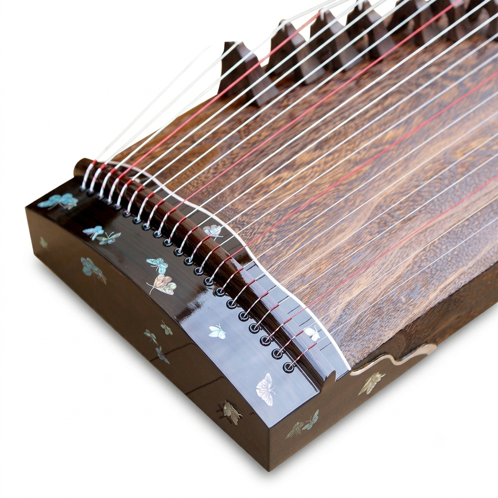 LANDTOM 100cm/39.4in "Butterfly Serenity" Portable Guzheng, Professional One-Piece Carved Mini Guzheng整挖筝, Grade A Lankao Paulownia Soundboard, Ebony Trim Small Guzheng