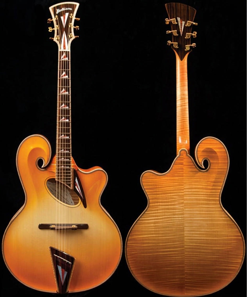 LANDTOM Customizable 18 Inch Fully Handmade Solid Wood Mandolin Style Archtop Guitar with 6 Strings Maple Top Ebony Fingerboard