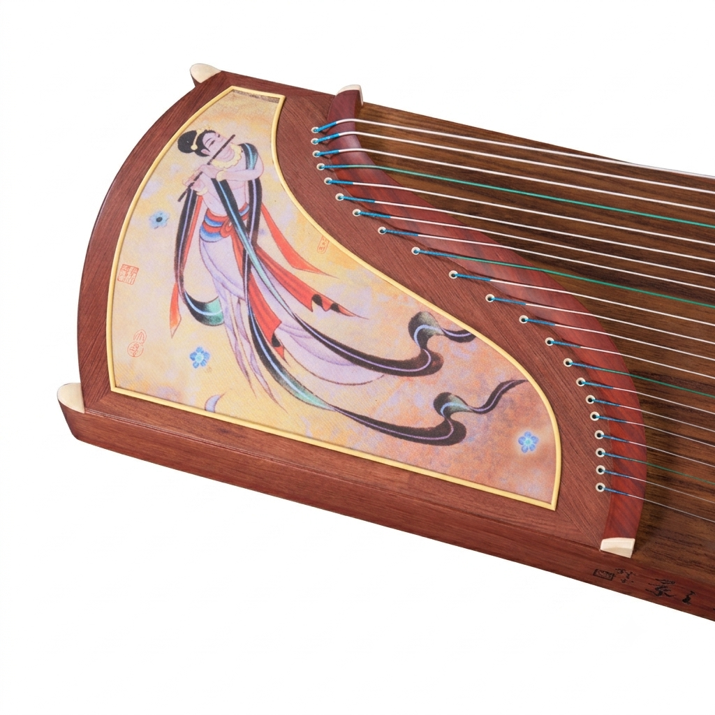 Dunhuang Guzheng 694B-R Apsaras Qin Rhyme 敦煌牌飞天秦韵(乐舞) Tessmannia (African Rosewood)特氏古夷苏木 Professional Performance Grade 21-String Chinese Zither Traditional Instrument for Advanced Players