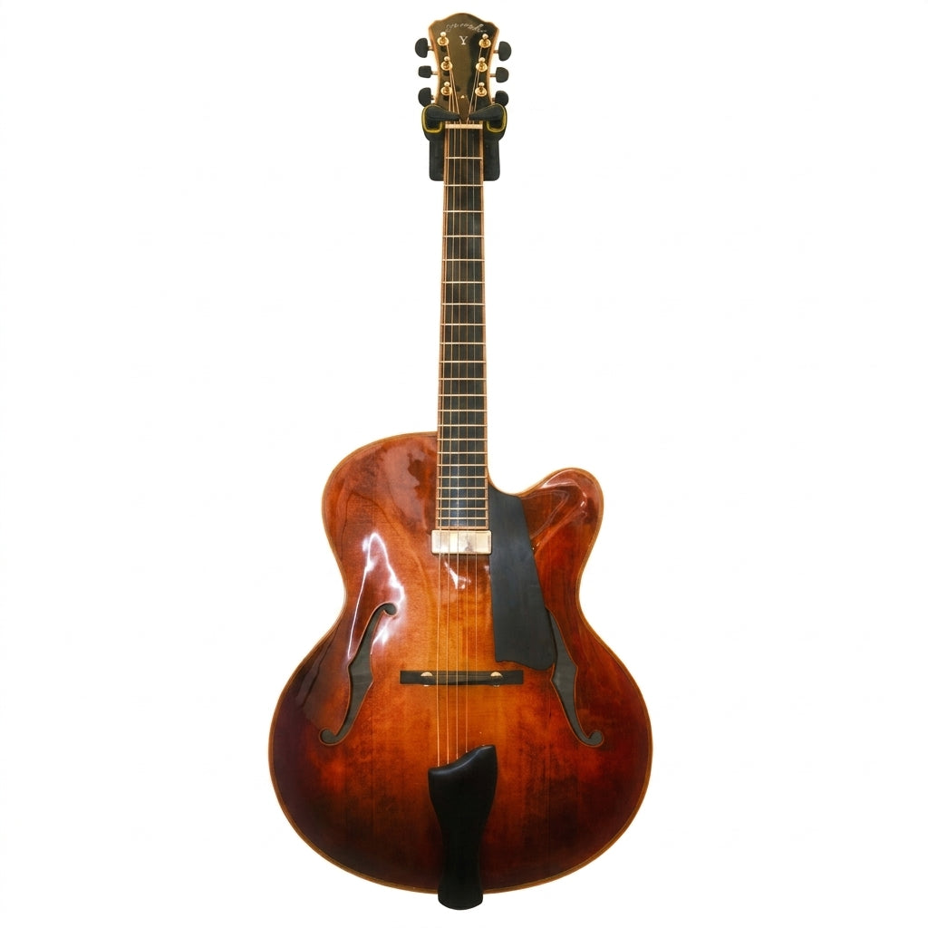 LANDTOM Customizable Archtop Spruce Flamed Maple Handcrafted Hollow Body Lacquered Finish Jazz Acoustic Electric Guitar Ebony