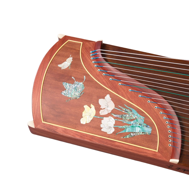Dunhuang Professional Level Floral Butterflies High-grade Guibourtia Tessmannii Guzheng 694L-R 敦煌牌蝶戏花间 for Professional Performancers Graded Examinations