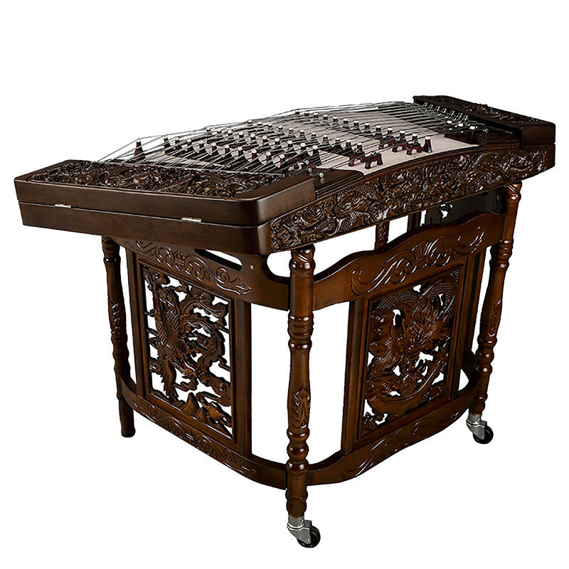 Yuehai（乐海) Brand Nanmu 402 Yangqin 6210F-A with Dragon Relief Carving For Professional Grade / Examination & Performance Use