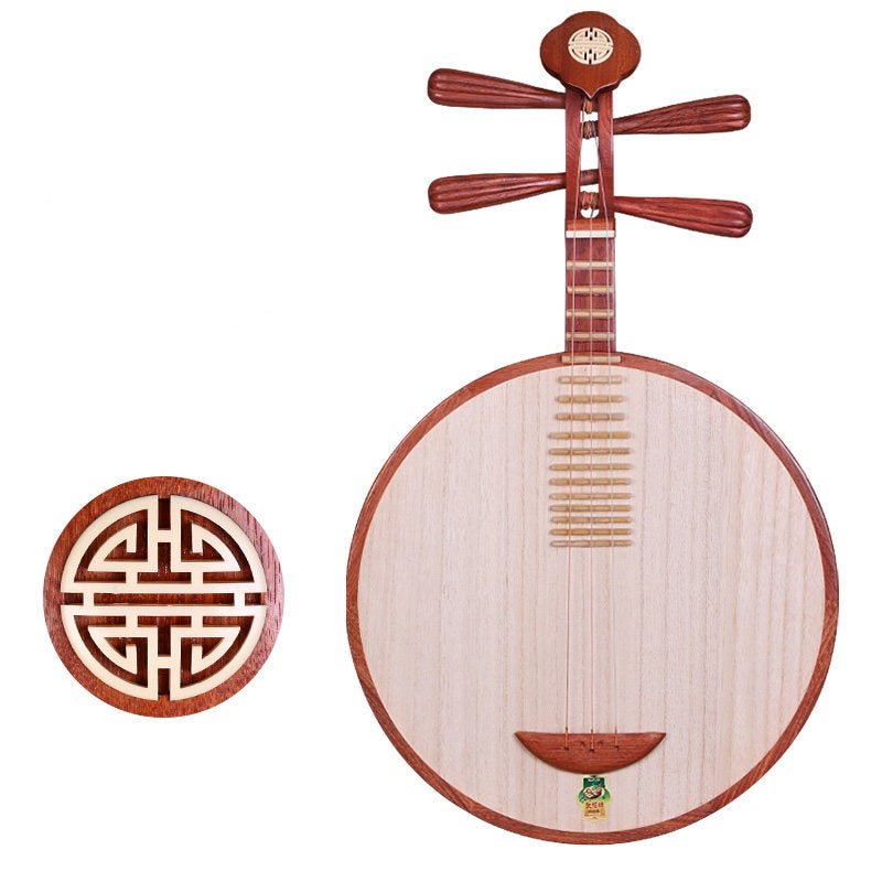 Dunhuang敦煌 637 Beginner Yueqin 3-String, 17-Fret with Paulownia Soundboard, Rosewood Body, Dalbergia Rosewood 8-Ridge Tuning Pegs & Ruyi Headstock