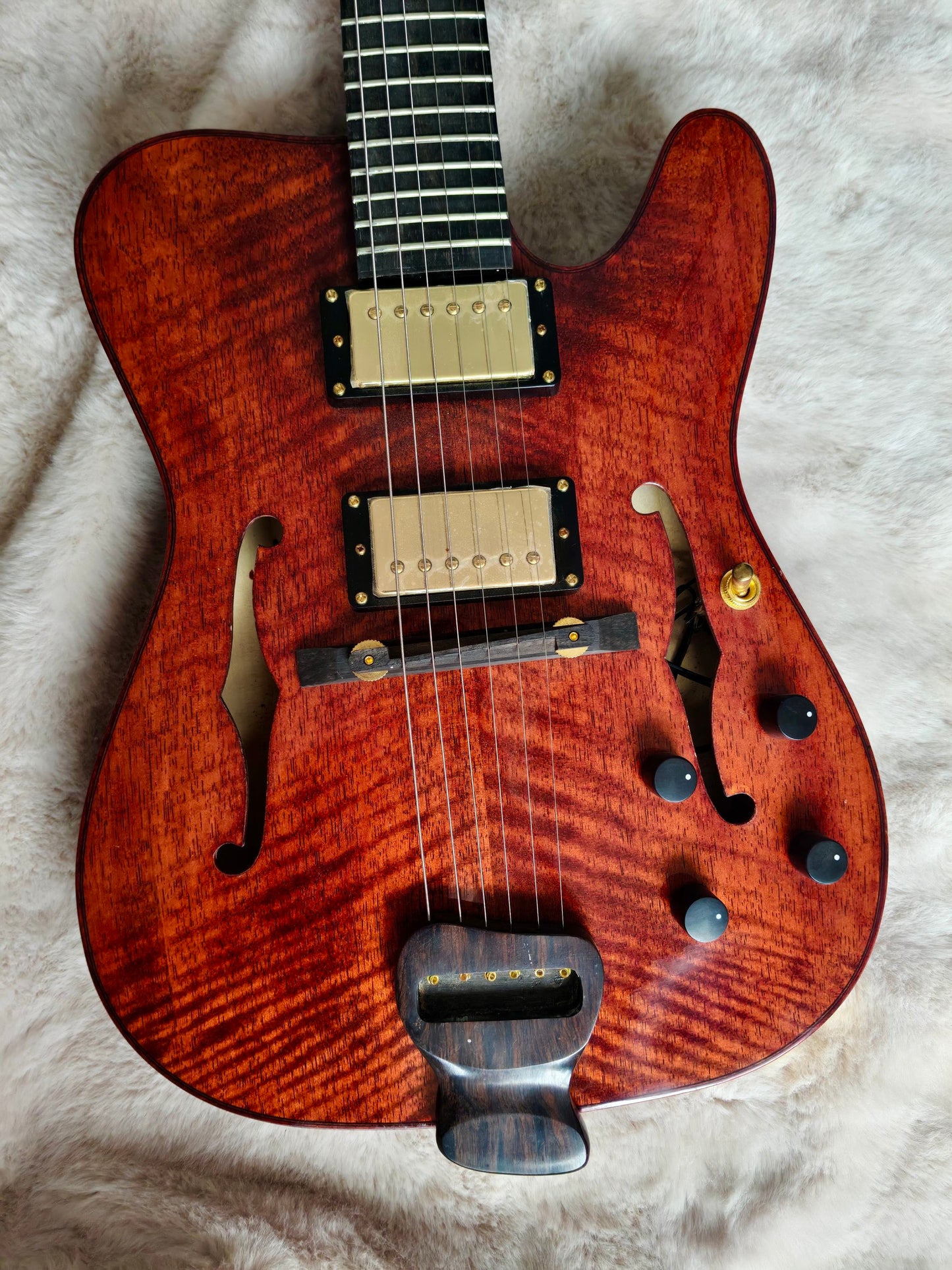 LANDTOM Fender Violinstyle Customizable Electric Guitar for Telecaster Type Carved Maple Spruce Top Jazz Hollow Body Archtop Guitar