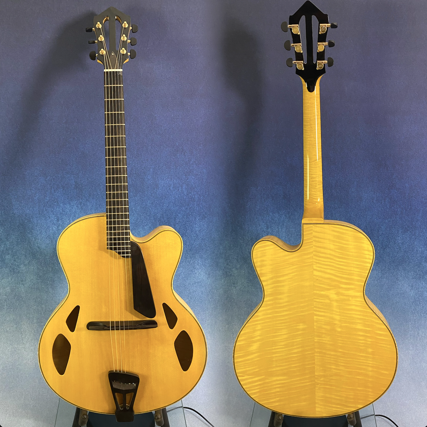 LANDTOM YCNC Acoustic Hollow Archtop Jazz Guitar Handcrafted Solid Maple Wood Ebony Fingerboard Professional Custom Ready Ship