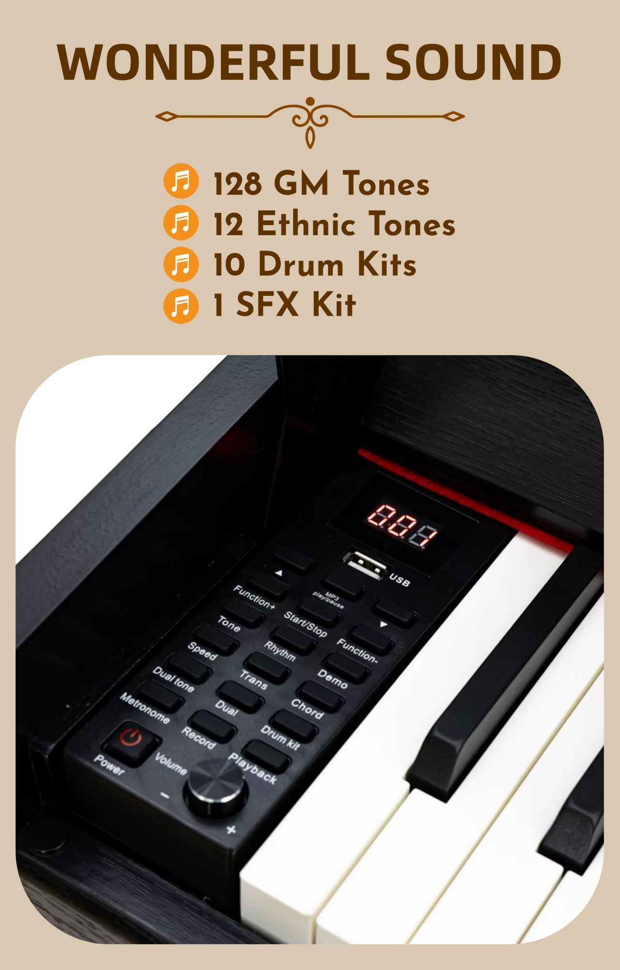LANDTOM Sliding-lid 88-Key Hammer MIDI Home Electric Piano X3 For Beginners Professional Performance Examination