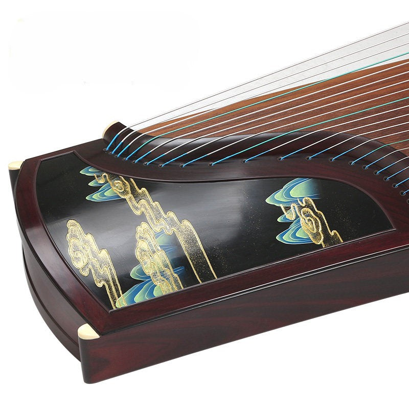 Dunhuang敦煌 20698P Emerald Horizon Professional Performance Guzheng with Broadleaf Rosewood Body, Lankao Paulownia Soundboard & Hand-Painted Polished Finish