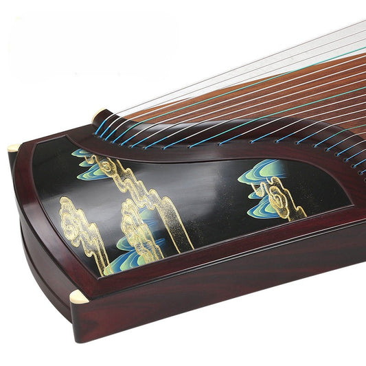 Dunhuang敦煌 20698P Emerald Horizon Professional Performance Guzheng with Broadleaf Rosewood Body, Lankao Paulownia Soundboard & Hand-Painted Polished Finish