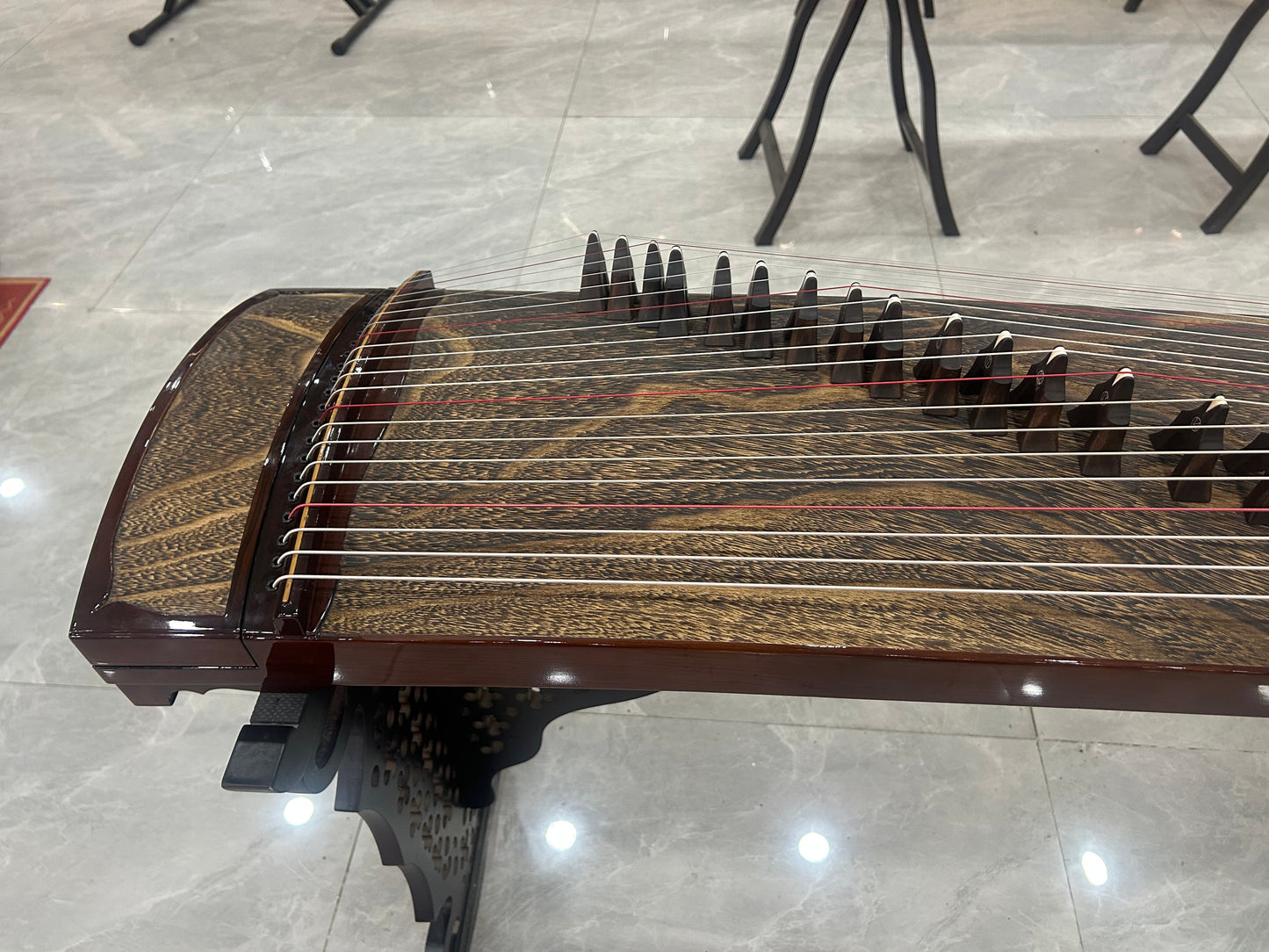 Longyin龙音 Deep Waters Serenity(静水流深) Professional 163 cm/64.2in Guzheng with Selected Rosewood Body, Grade-A Lankao Paulownia Soundboard, Semi-Carved High-Gloss Design, 21-String Chinese Zither