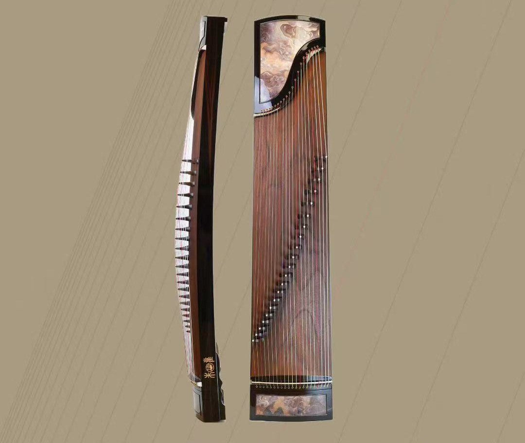 Zhuque朱雀 Series 6 Cloud Horizon Professional Guzheng with Premium Lankao Paulownia Soundboard, Ebony Trim, Ebony Bridges & One-Piece Hollow-Carved Construction