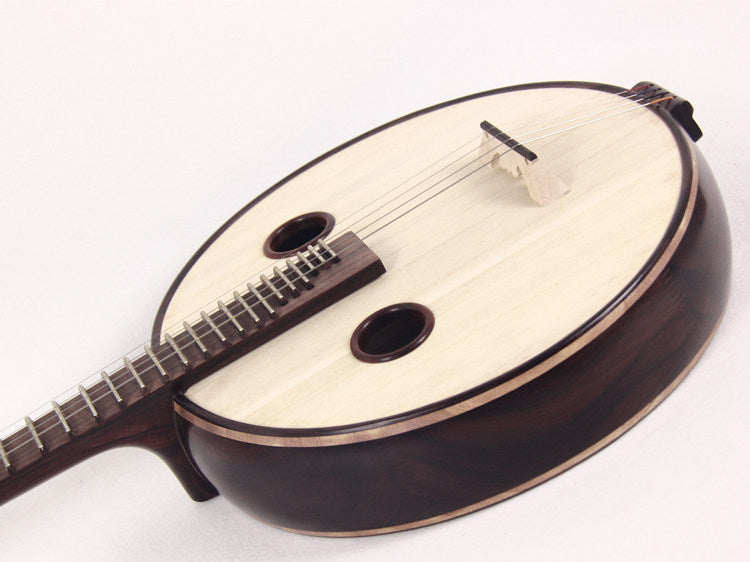 LANDTOM East Indian Rosewood (Dalbergia latifolia) Zhongruan Professional Performance & Collector's Grade with Grade-A Paulownia Soundboard, Rounded Body & Round Sound Holes