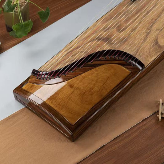Longyin龙音 Celestial Radiance穹光 S-158 Professional 163 cm/64.2” Guzheng with Broadleaf Rosewood Body, Golden Nanmu Accents & Grade-A Lankao Paulownia Soundboard, 21-String Chinese Zither