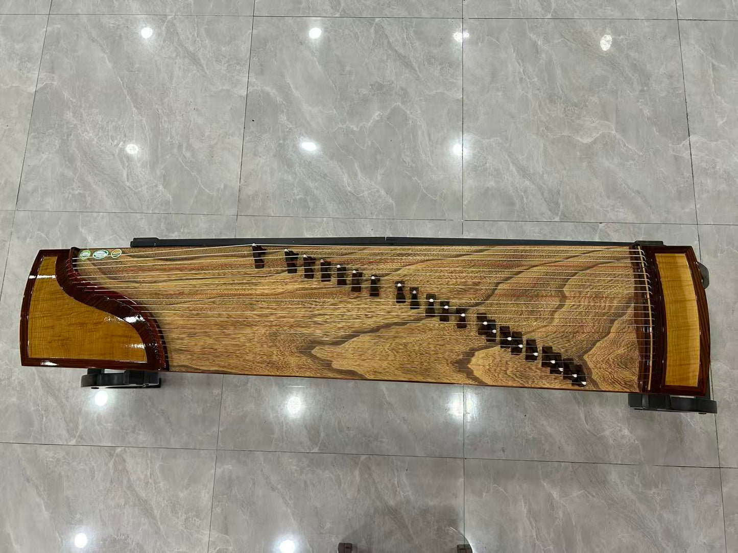 Longyin龙音 Celestial Radiance穹光 S-158 Professional 163 cm/64.2” Guzheng with Broadleaf Rosewood Body, Golden Nanmu Accents & Grade-A Lankao Paulownia Soundboard, 21-String Chinese Zither