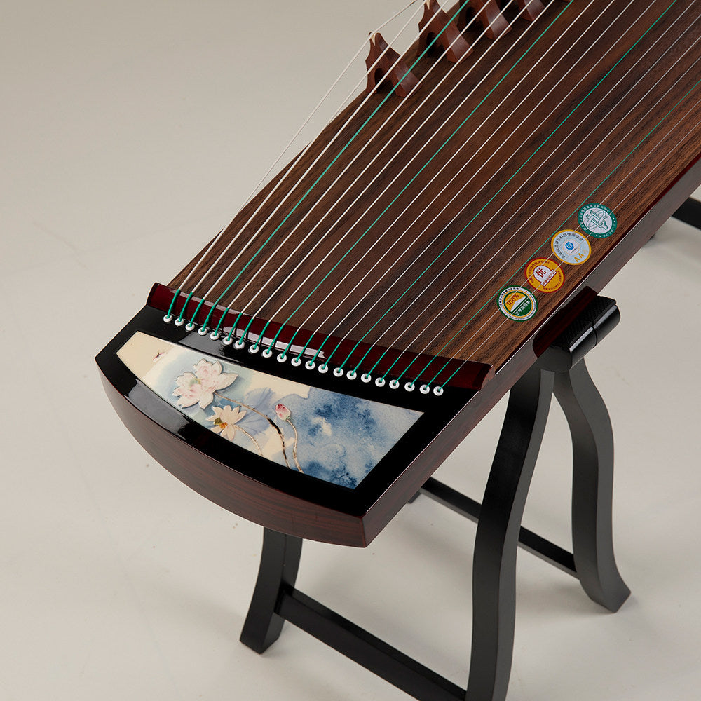 LANDTOM High level Dalbergia Cochinchinensis（酸枝木）Wood （实木）Travel Guzheng(135cm) with silk painting For Adults/Children/Senior/Intermediate/Beginner