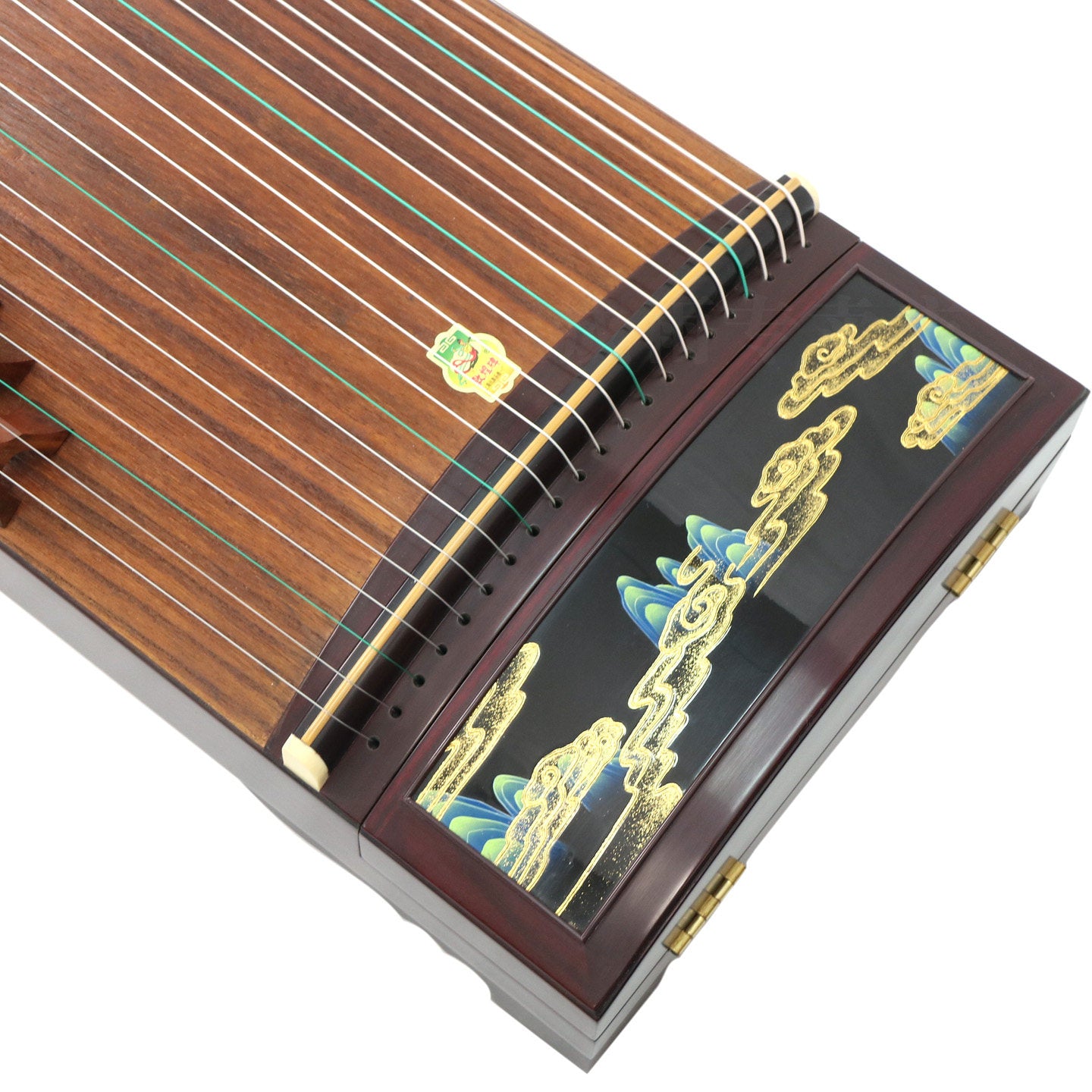 Dunhuang敦煌 20698P Emerald Horizon Professional Performance Guzheng with Broadleaf Rosewood Body, Lankao Paulownia Soundboard & Hand-Painted Polished Finish