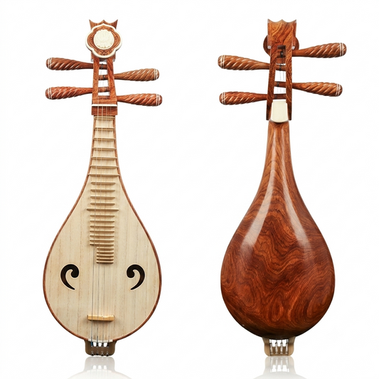 LANDTOM Aged Kosso (Pterocarpus erinaceus) Liuqin Professional Performance & Examination Grade Chinese Mandolin with Paulownia Soundboard, Comma-Shaped Sound Holes, 4-String Traditional Chinese Instrument