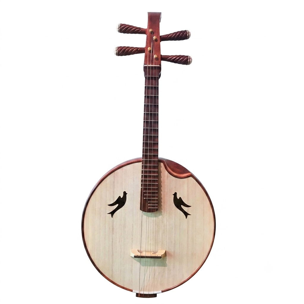LANDTOM Rosewood Zhongruan Intermediate Performance & Examination Grade with Paulownia Soundboard, Cutaway Body, Straight Headstock & Bird-Shaped Sound Holes
