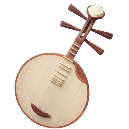 LANDTOM Siamese Rosewood Peking Opera Yueqin with Paulownia Soundboard, Cutaway Body, Peony Headstock, Rich Tone for Hobbyists & Intermediate Players