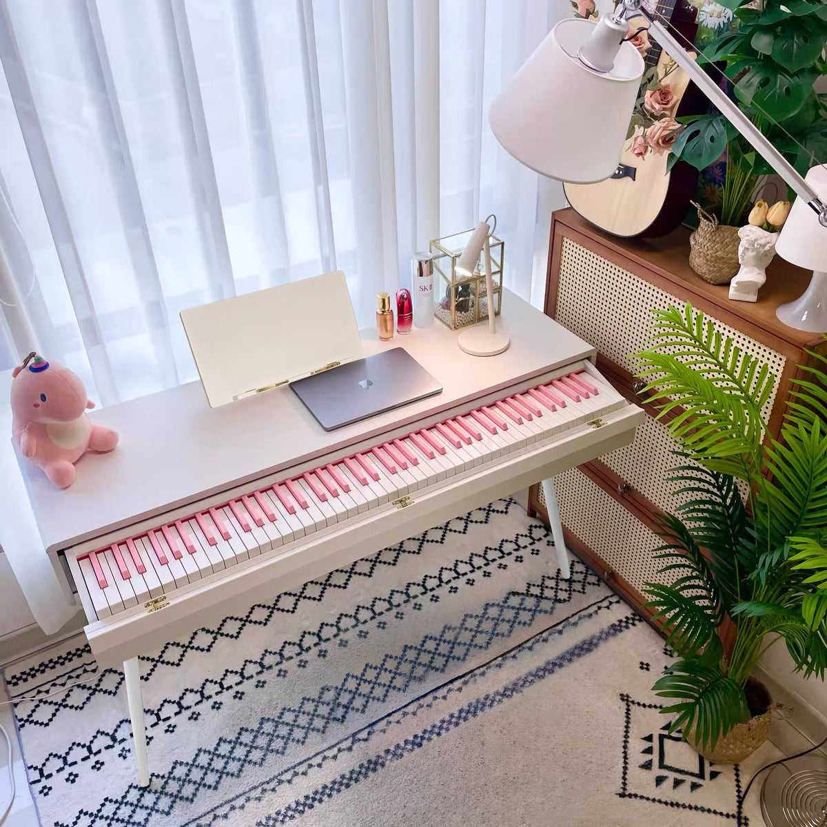 LANDTOM Second-hand 88-Key Heavy Hammer Beginner Pink Key Electric Piano Drawer Type Home Desk Electronic Piano（Used）