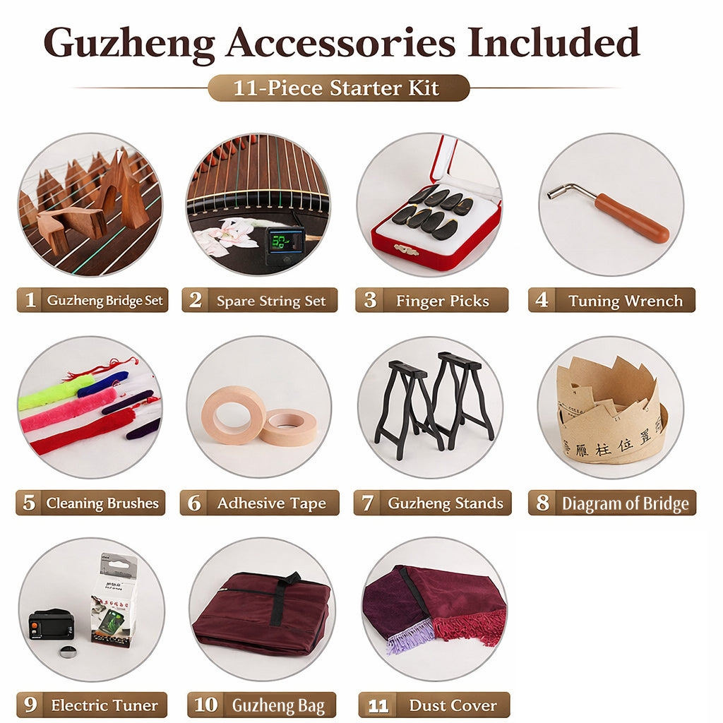 Bainianhaozheng(佰年好筝) Luminous Flow(流光) 163cm/63.8in Professional Guzheng with Hand-Painted Lacquer, Zambia Rosewood Finish, Premium Lankao Paulownia Soundboard