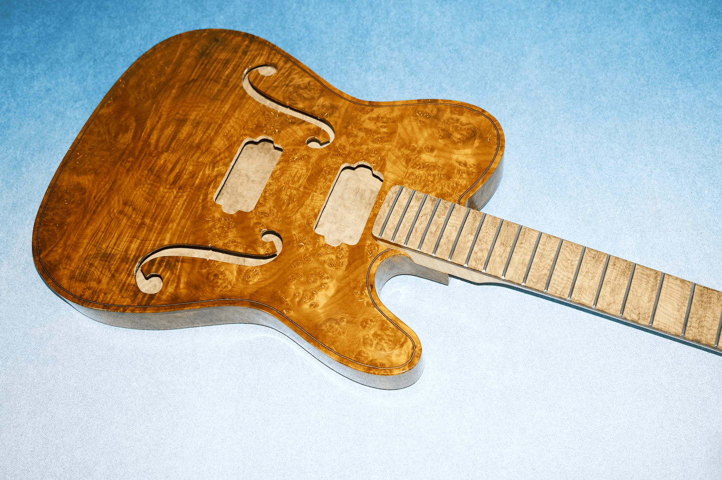 LANDTOM Burl Maple Spruce Violentelecaster Archtop Handcraft Semi Finished Electric Guitar Carved Hollow Body Jazz Yunzhi Custom