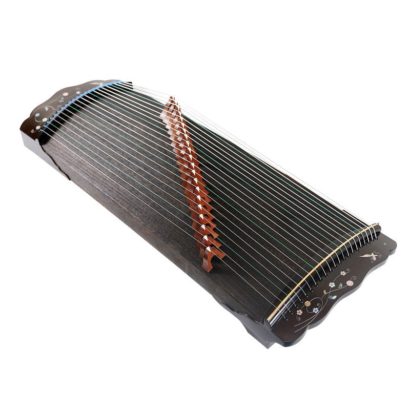 LANDTOM 88cm/34.6in Portable Travel Guzheng 21-String Beginner Guzheng with Paulownia Soundboard, Red Sandalwood Side Panels, Mother-of-Pearl Inlay & Steel-Core Nylon Strings, Small Guzheng, Mini Guzheng