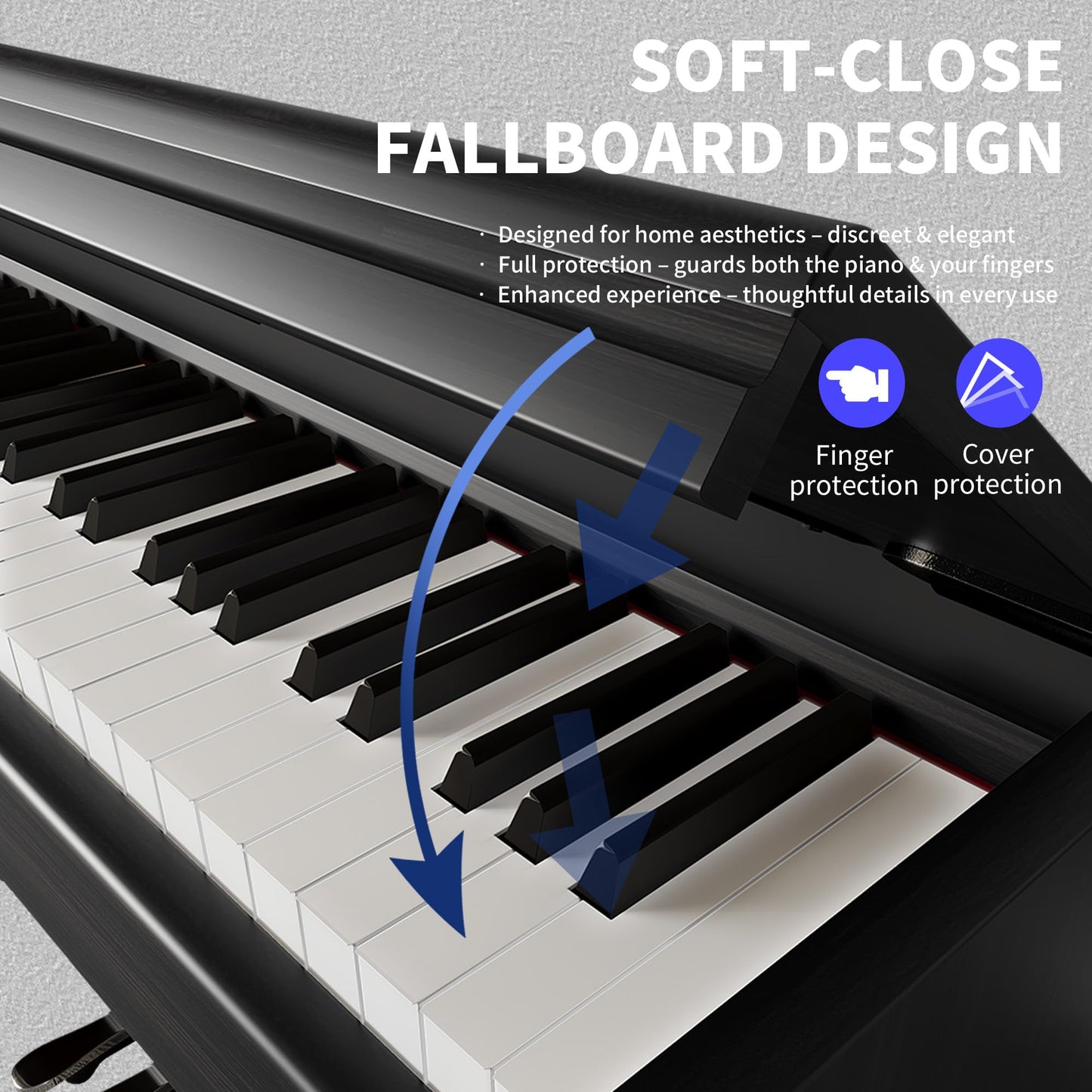LANDTOM BL-C01 88 Keys Fully Weighted Digital Piano Keyboard, White | Hammer Action Upright Electric Piano for Beginner Professional with Semi-Automatic Soft-Close Fallboard, 3 Pedals
