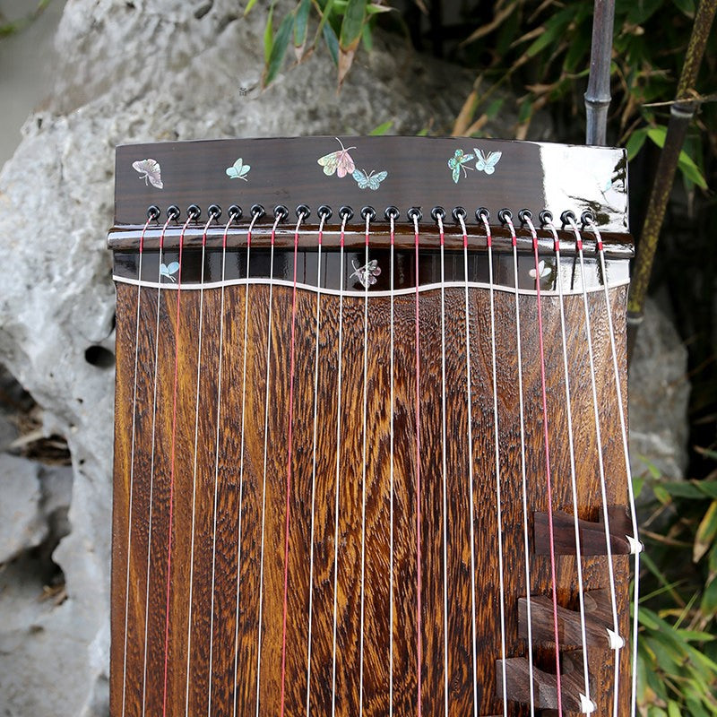 LANDTOM 100cm/39.4in "Butterfly Serenity" Portable Guzheng, Professional One-Piece Carved Mini Guzheng整挖筝, Grade A Lankao Paulownia Soundboard, Ebony Trim Small Guzheng
