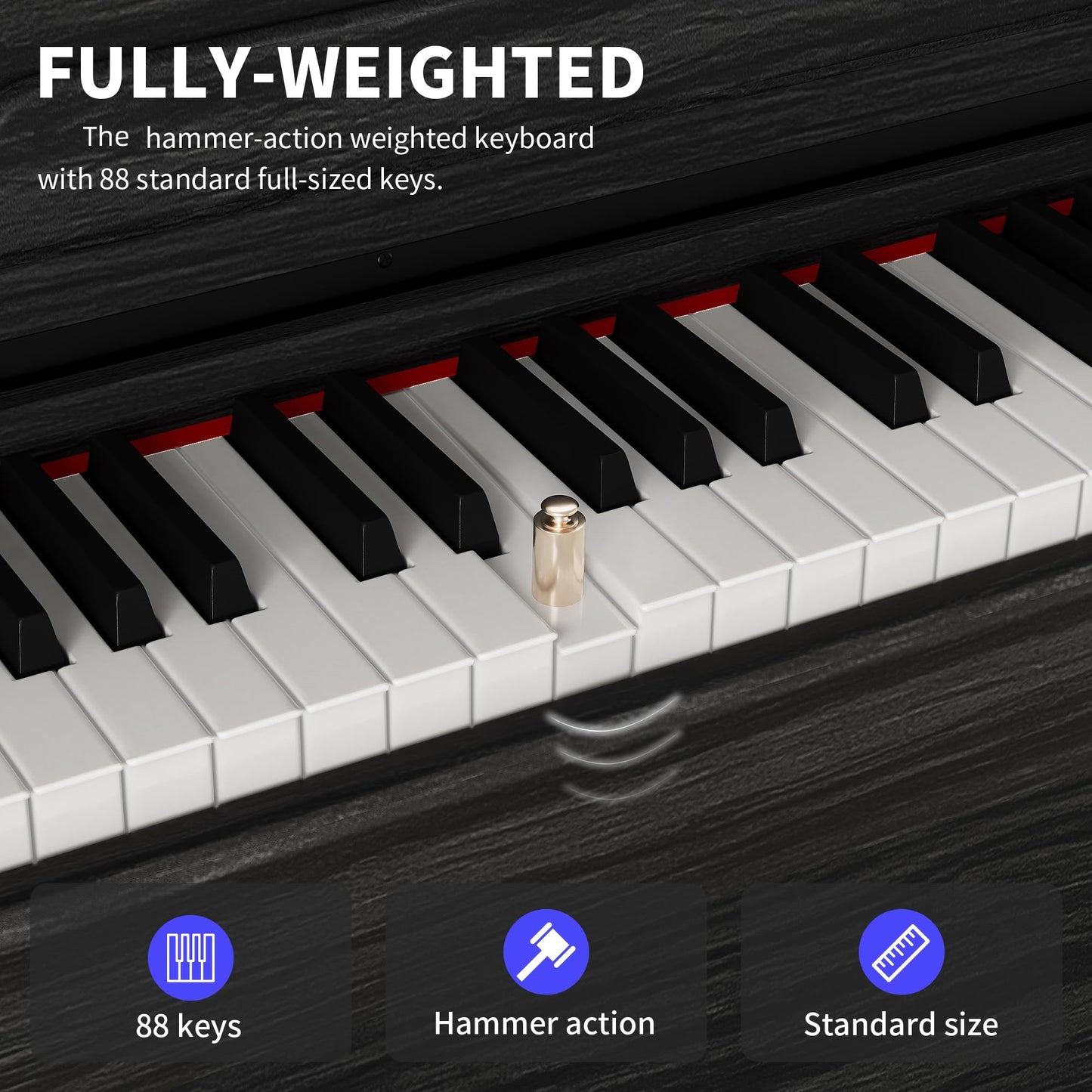 LANDTOM BL-C01 88 Keys Fully Weighted Digital Piano Keyboard, White | Hammer Action Upright Electric Piano for Beginner Professional with Semi-Automatic Soft-Close Fallboard, 3 Pedals