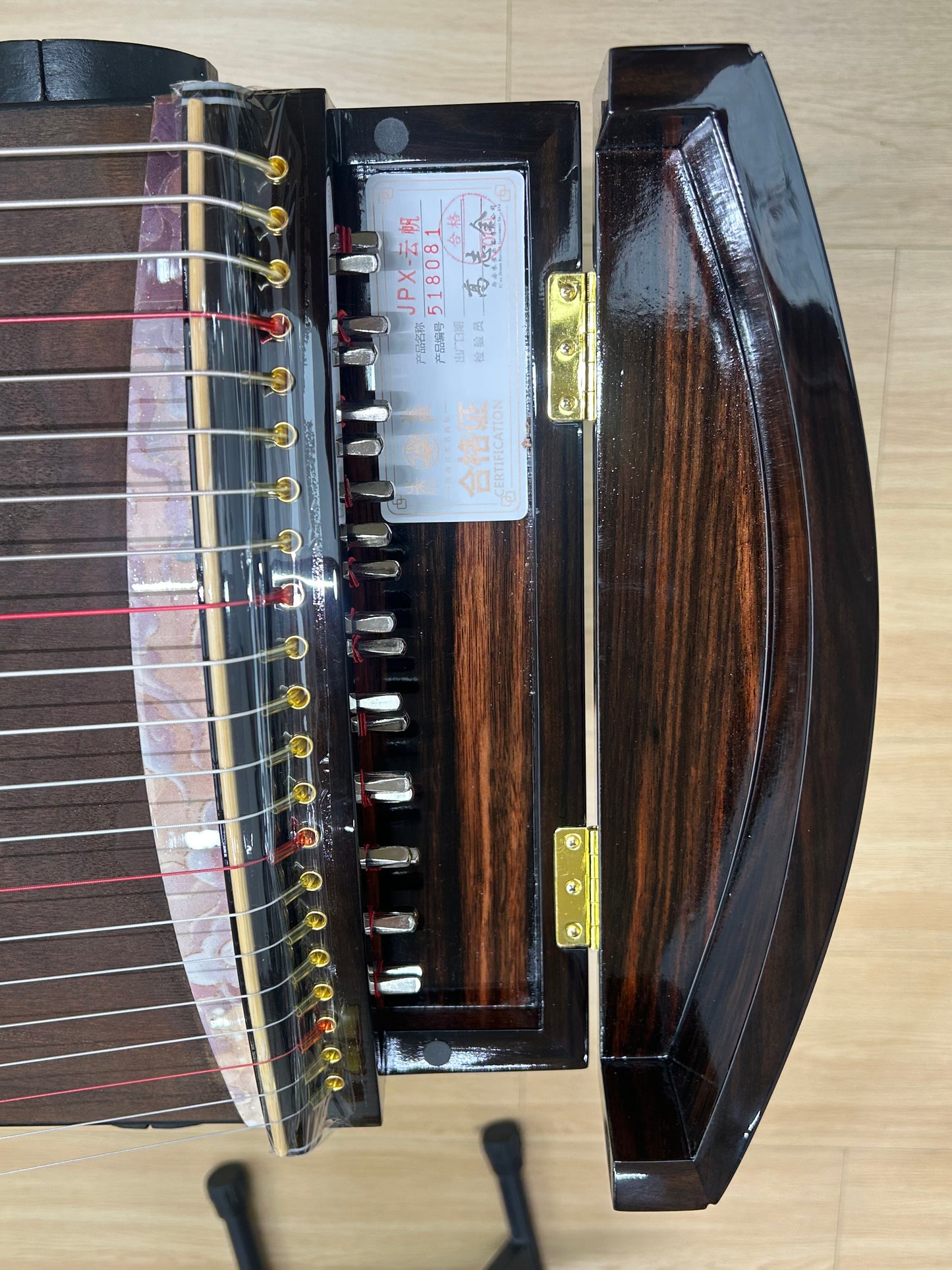 Zhuque朱雀 135cm/53.1inch Cloud Voyage Professional Portable Guzheng with Premium Lankao Paulownia Soundboard, Chenguibao Wood, Ebony Bridges & One-Piece Hollow-Carved Construction Small Guzheng
