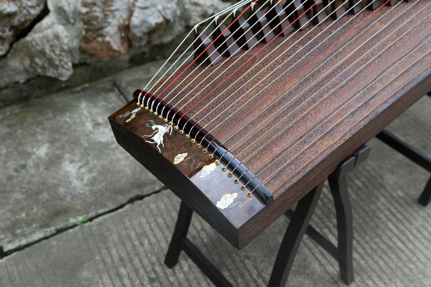 LANDTOM 100cm/39.4in "Forest Serenade" Portable Guzheng, Professional Thick-Carved Mini Guzheng 厚挖筝, Grade A Lankao Paulownia Soundboard, Burl Wood Trim Small Guzheng