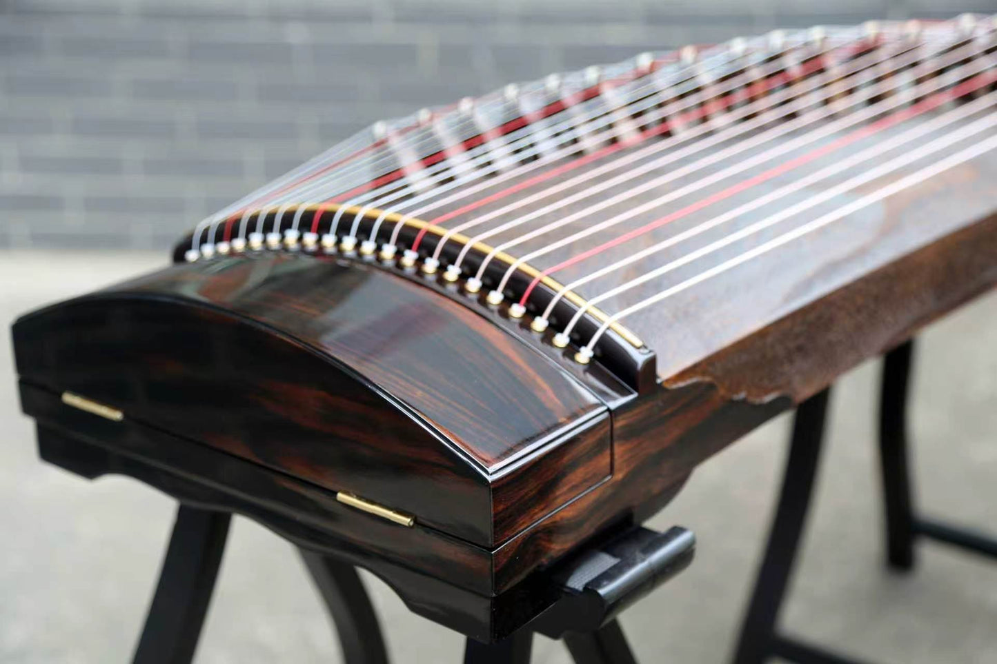 LANDTOM 130cm/51.2in "Moonlit Resonance" Portable Guzheng, Professional Thick-Carved Mini Guzheng 厚挖筝, Grade A Lankao Paulownia Soundboard, Ebony Trim Small Guzheng