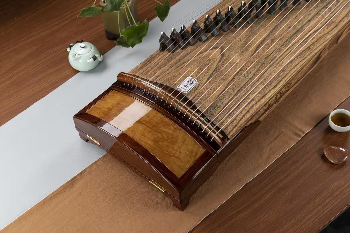 Longyin龙音 Gilded Zen Melody鎏金梵韵 S-163 Professional 163 cm/64.2” Guzheng with Selected Rosewood Body, Golden Nanmu Accents & Grade-A Lankao Paulownia Soundboard, Full-Carved Design, 21-String Chinese Zither