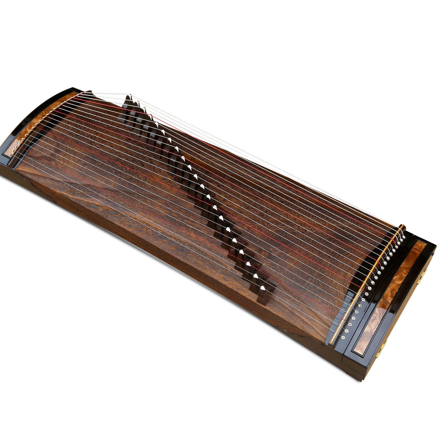 LANDTOM Pure Strings 100cm/39.4in Portable Small Guzheng Professional Performance & Examination Grade with One-Piece Hollow-Carved Rosewood Body, Piano Gloss Finish Mini Guzheng