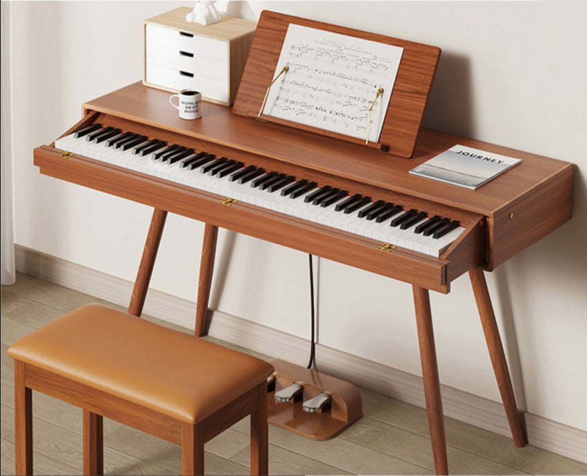 LANDTOM 88-Key Heavy Hammer Beginner Electric Piano Drawer Type Home Desk Electronic Piano（Brown）