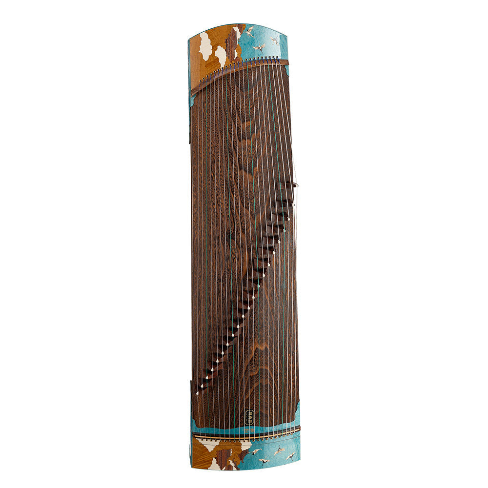 LANDTOM 135cm/53.1in Celestial Crane Portable Guzheng, Professional Carved Mini Guzheng挖筝, Grade A Lankao Paulownia Soundboard, Teak Trim Small Guzheng