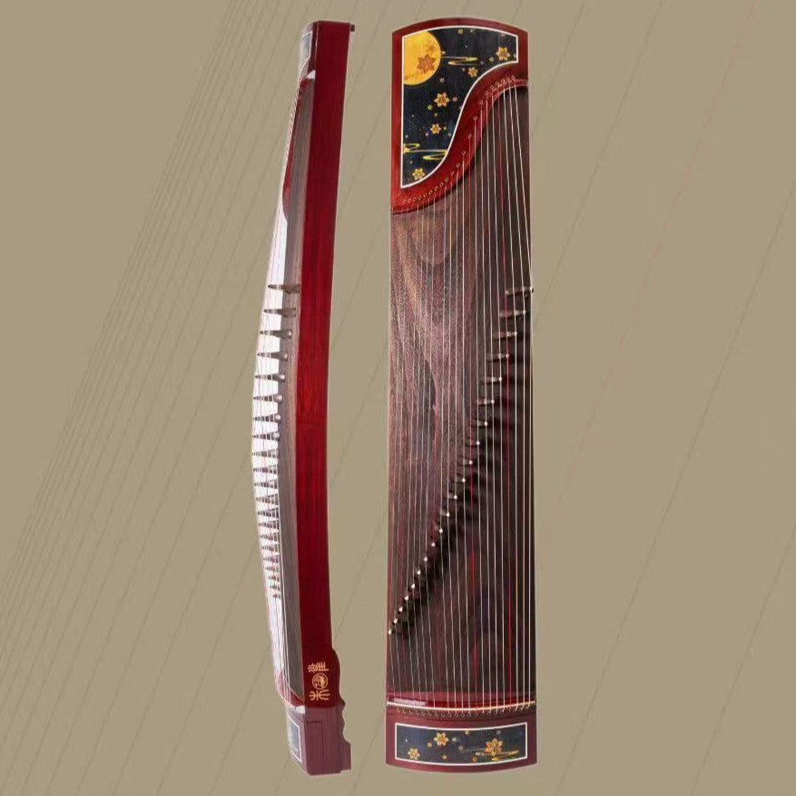 Zhuque朱雀 Series 6 Gilded Echoes Professional Guzheng with Premium Lankao Paulownia Soundboard, African Rosewood Body, Ebony Bridges & One-Piece Hollow-Carved Construction