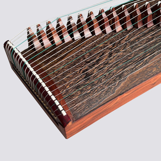 LANDTOM 80cm/31.5in Small Guzheng Portable Performance Guzheng with Rosewood Body, Hollow-Carved Construction, Pyrography Artwork & Dalbergia Rosewood Bridges, Compact Chinese Zither Mini Guzheng