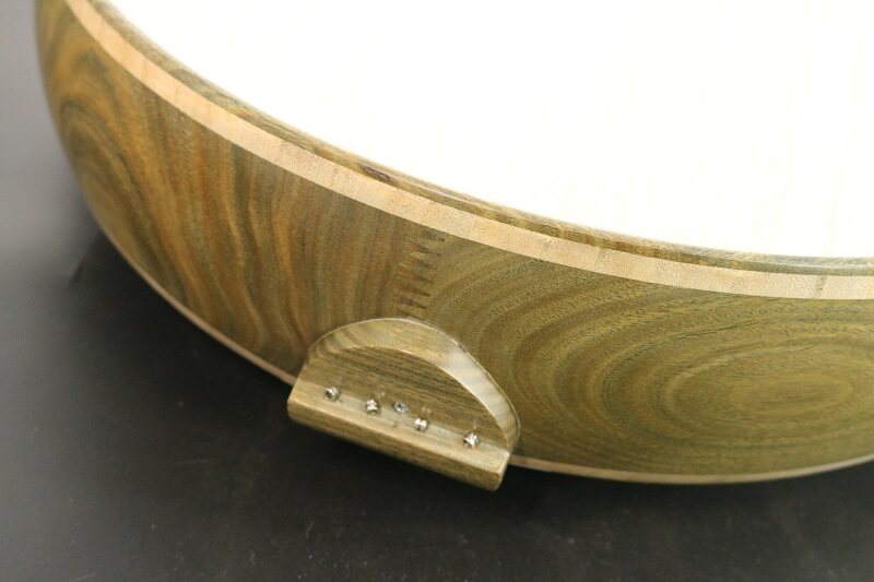 LANDTOM Green Sandalwood Zhongruan Professional Performance Grade with Paulownia Soundboard, Rounded Body, Peony Headstock & Round Sound Holes