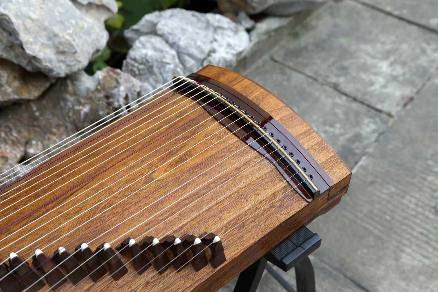 LANDTOM 100cm/39.4in "Pure Tone" Portable Guzheng, Professional One-Piece Carved Mini Guzheng 整挖筝, Grade A Lankao Paulownia Soundboard, Ebony Trim Small Guzheng