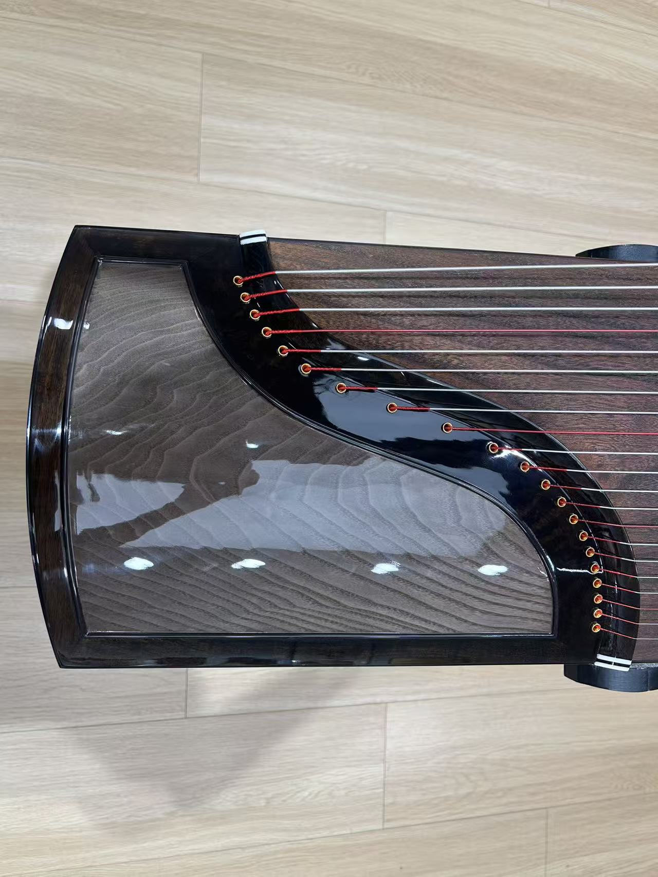 Zhuque朱雀 Series 8 Golden Crest Professional Guzheng with Premium Lankao Paulownia Soundboard, Black Walnut Body, Ebony Bridges & One-Piece Hollow-Carved Construction