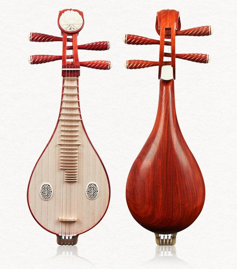 LANDTOM Rosewood Liuqin Beginner & Examination Grade Chinese Mandolin with Paulownia Soundboard, Rosewood Body & Peony Headstock, 4-String Traditional Chinese Instrument