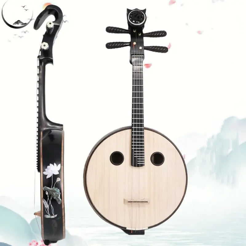 LANDTOM African Blackwood (Dalbergia melanoxylon) Zhongruan Professional Performance Grade with Grade-A Paulownia Soundboard, Round Sound Holes