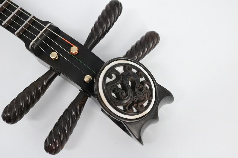 LANDTOM African Blackwood (Dalbergia melanoxylon) Zhongruan Professional Performance Grade with Grade-A Paulownia Soundboard, Round Sound Holes