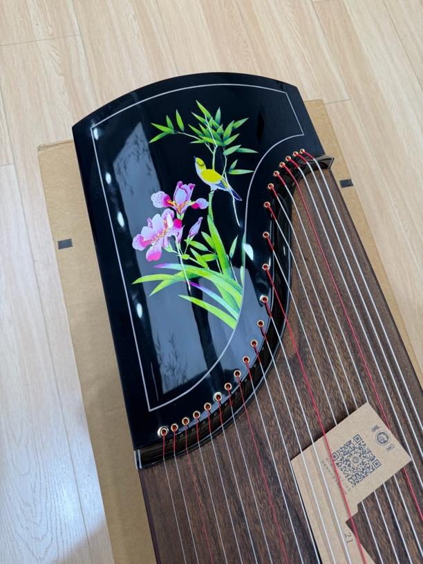 Zhuque朱雀 Series 5 Blossom Grace Professional Guzheng with Premium Lankao Paulownia Soundboard, Red Sandalwood Body, Ebony Bridges & Hollow-Carved Construction